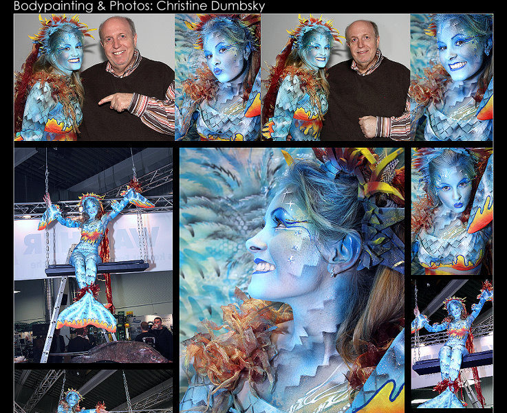 rainer callmund, reiner calmund, kallmund, meerjungfrau, nixe, meermaid, bodypainting, bodypaint, bodyart by christine dumbsky