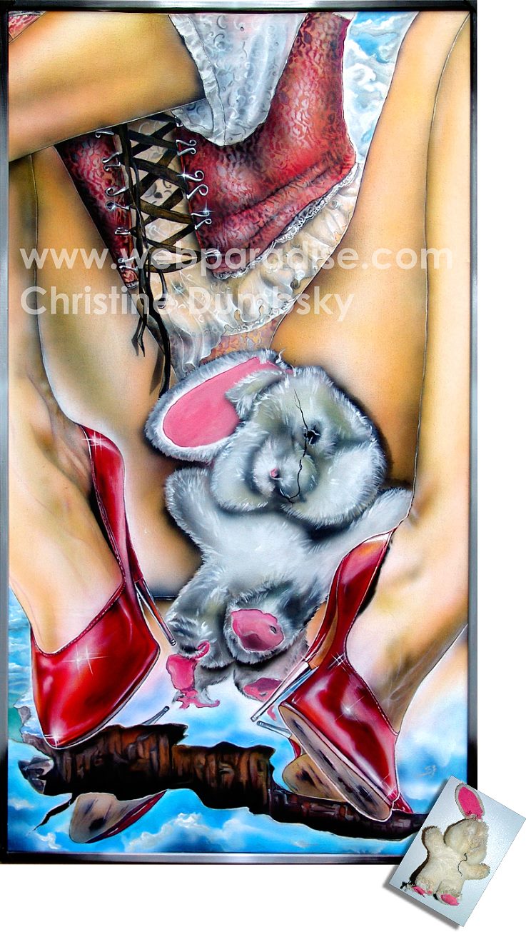 hase, mein name ist hase, I know nothing, I know that I know nothing, Ich weiss dass ich nichts weiss, sliced,  erotic art, womenpaintings, woman painting, frauenbilder, gemaelde, original gemälde, erotische kunst, erotisches gemälde, frauenbild, realism, realismus, surreal