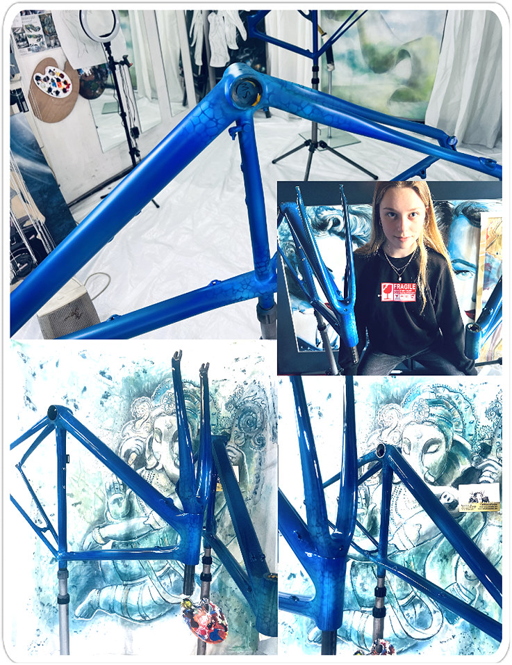 umgestaltung cannondale, simano, shimano, kundenwunsch best airbrush design individualisierung fahrrad rahmen, speziallackierung christine dumbsky