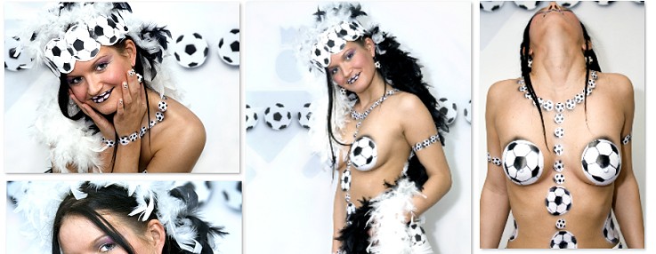 soccer, fussball, football, wm, weltmeisterschaft, der ball ist rund, schwarz weiss bodypaint, bodyart, art on body, bodypainting, fussballbodypainting, fussballfotos, fussballbilder, worldcup, germany