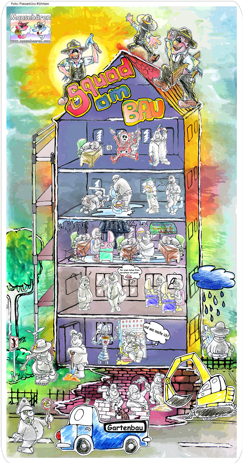 Illustration Handwerker Innung / Zimmererinnung Nrtingen/Esslingen Handwerker, zimmerer, maurer, verwaltungsangestellte, broangestellte, finanzamt, klemptner, bauarbeiter, gartenbetrieb, grtner, landschaftsgrtner, polizei, polizisten, elektriker, mechaniker und andere Handwerksberufe