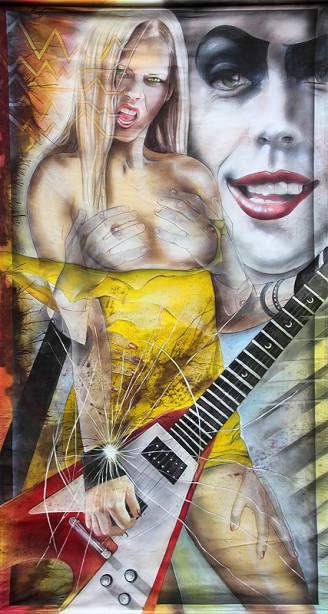 Guitar, gitarre, music, musik, rocky horror show, susan sarandon, erotic art, erotische kunst,  Frauenbilder, Frauengemaelde, gemälde, gemaelde, paintings, painting, malerei, malen, maler, malerin, painterin, bodypainterin, bodypainter, airbrusher, airbrusherin, brusher, artist, künstlerin, kuenstlerin, kuenstler, künstler,  Christine Dumbsky