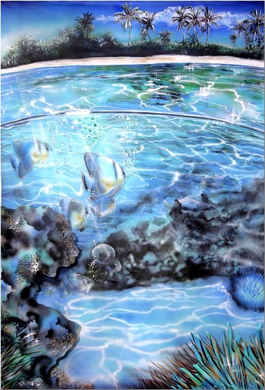 backgroundpainting for keimfarben with optil colors on canvas - click here to see detailed painting