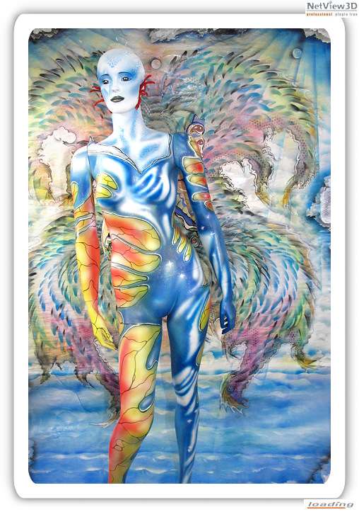 Schaufensterpuppe, Skulptur, art on dolls, painted sculpture, painted doll, window display doll painted by Christine Dumbsky