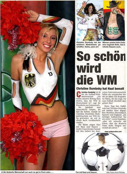 pressreaction, yellow press, press article, fussball presse, fussballbodypainting