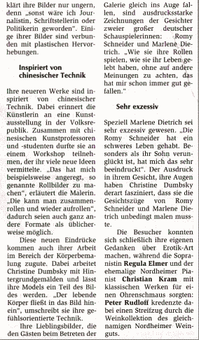 article about the opening and Christine's art shown there
