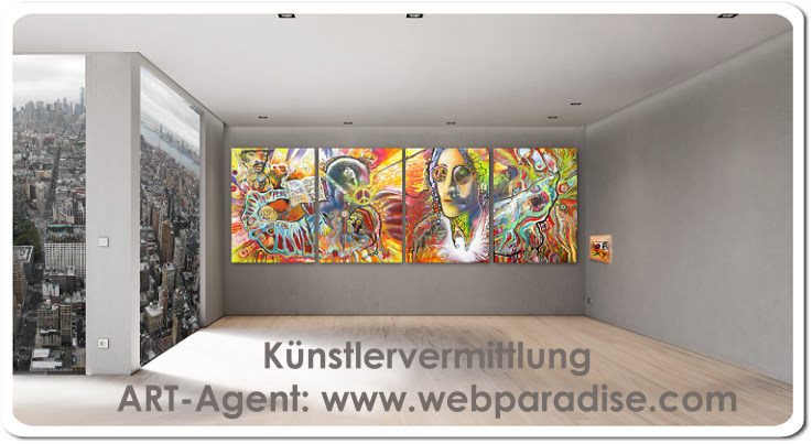 The original Woodstock 99 artist Christine Dumbsky, who exhibited there at the artwall (Fine Art Gallery - New York) feat. the music, peace and love painting series of Rob Sky in collaboration with two German artists. The original painting series will first time be shown/exhibited at the 