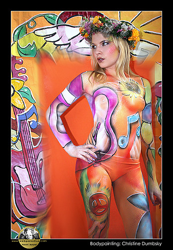 flower power, woodstock, bodypainting, bodypaint, bodyart by Christine Dumbsky